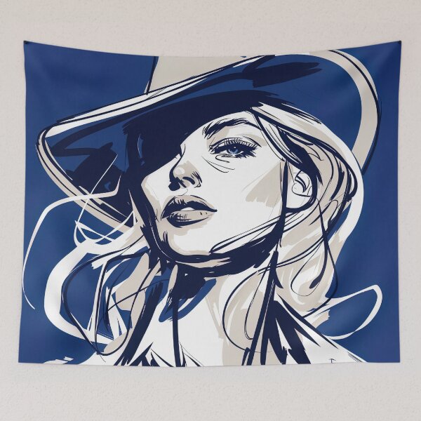 Item preview, Cowgirl - Blue Abstract Art designed and sold by shadow-bloom.