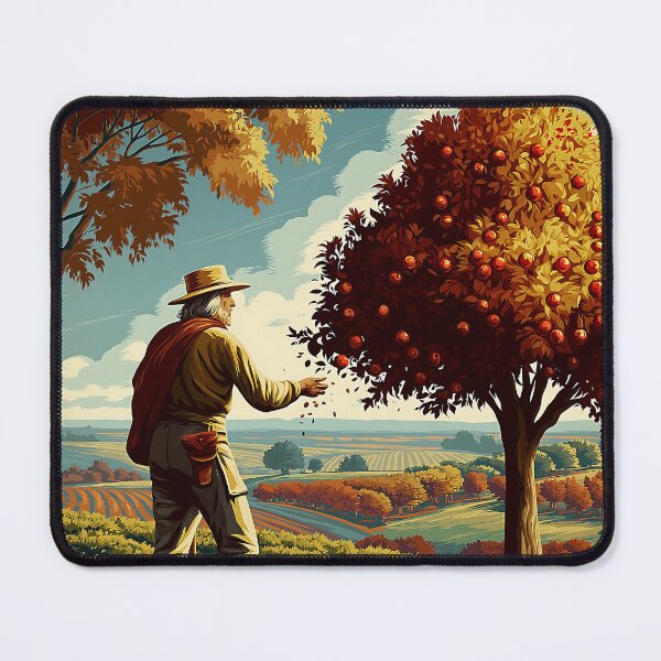 Item preview, Vintage Fort Wayne Indiana Johnny Appleseed Travel Poster designed and sold by Boddicca.