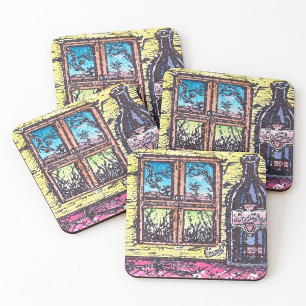 Item preview, Cozy Window View Wine Bottle Marker Illustration designed and sold by Urbandale Artist.