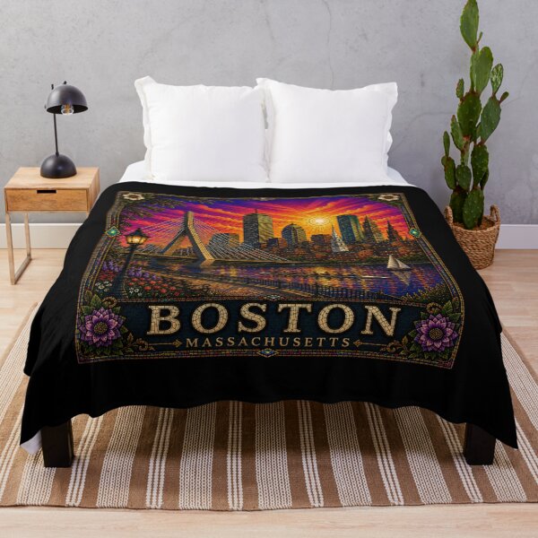 Item preview, Boston Stained Glass Travel Poster | Vintage Massachusetts Wall Art designed and sold by Swanny's Custom T-shirt and Gift Designs.