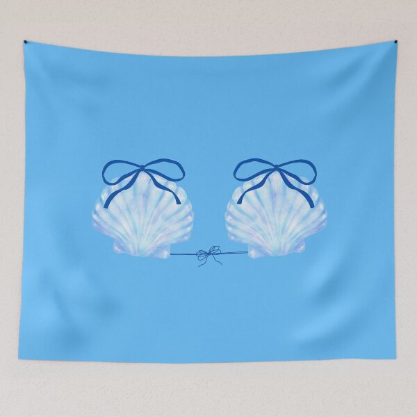 Item preview, Blue Watercolor Seashells Bikini Top with Bows Mermaid Aesthetic designed and sold by trixie666.