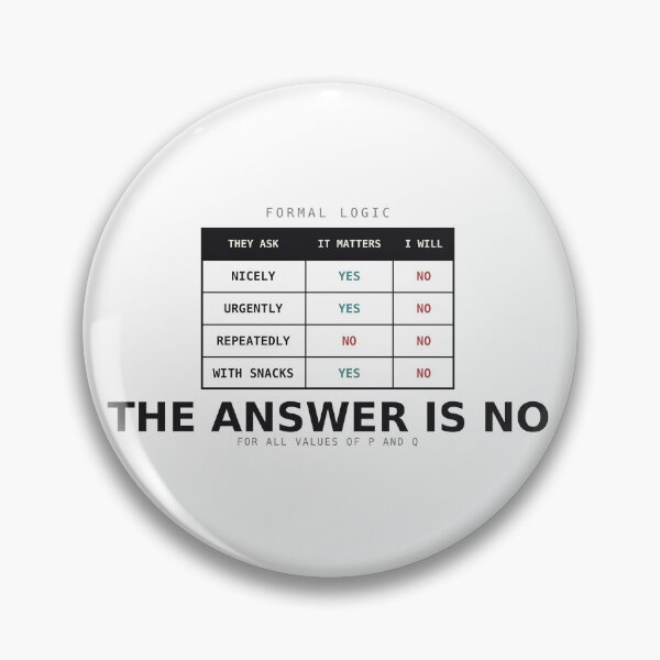 Item preview, The Answer Is No Truth Table Funny Logic Math Nerd Geeky Design designed and sold by deadpansupplyco.