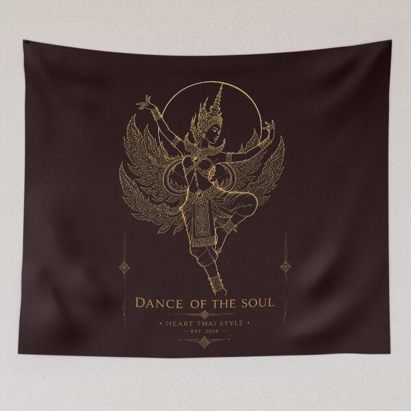 Item preview, Sacred Siamese Dancer - Elegant Gold Line Design designed and sold by HeartThaiStyle.