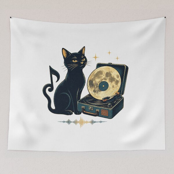 Item preview, Midnight Cat Spinning Moonlight Vinyl designed and sold by ProperMockup.