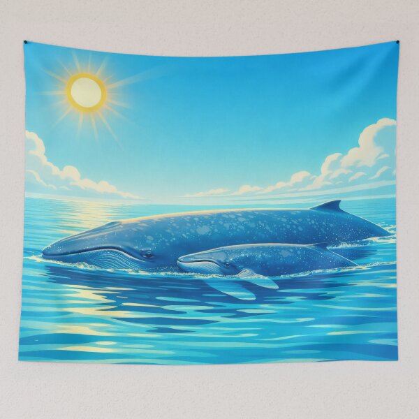 Item preview, Blue Whale Marine Life Digital Animal Art designed and sold by kakarikihill.