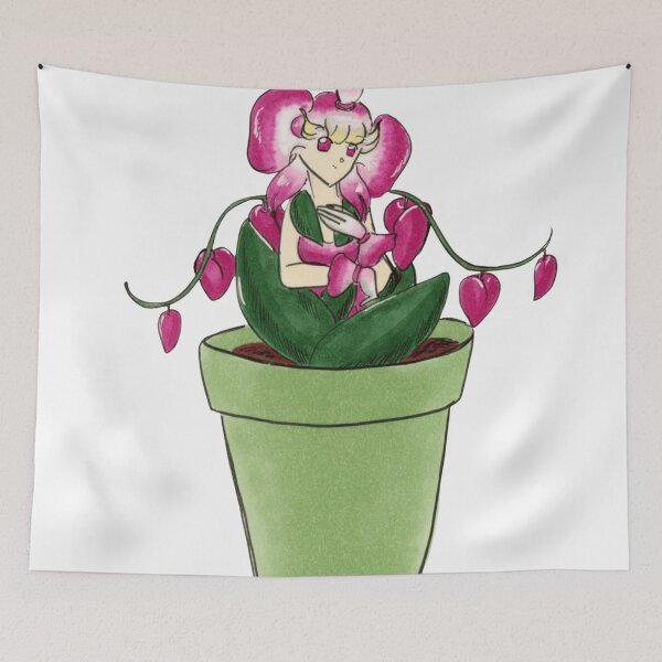 Item preview, Botanical Plant Fairy Girl sitting in Green Flowerpot Illustration designed and sold by PumpkinSpell.