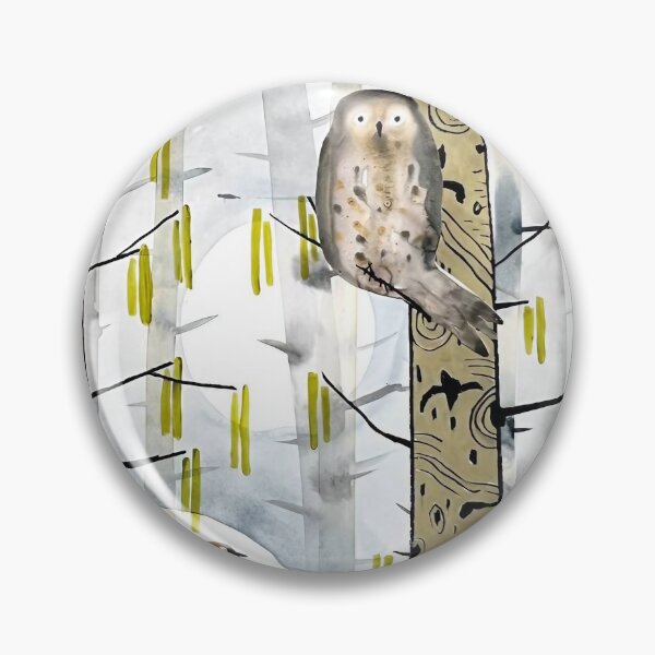 Item preview, Owls in Birch Forest designed and sold by FeatherTaleInk.