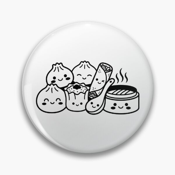 Item preview, Kawaii Dim Sum Characters – Cute Food Illustration with Spoon Bamboo Steamer designed and sold by EmeraldeaArt.