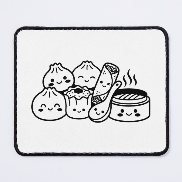 Item preview, Kawaii Dim Sum Characters – Cute Food Illustration with Spoon Bamboo Steamer designed and sold by EmeraldeaArt.