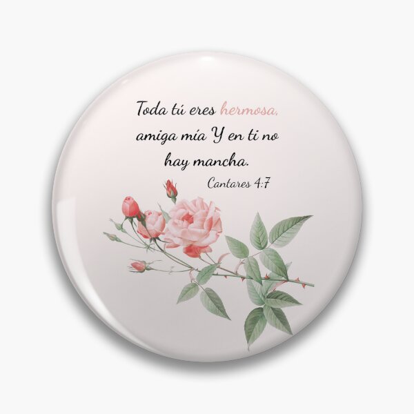 Item preview, Spanish Bible Verse Cantares 4:7 Vintage Pink Rose Poster designed and sold by bible-prints.