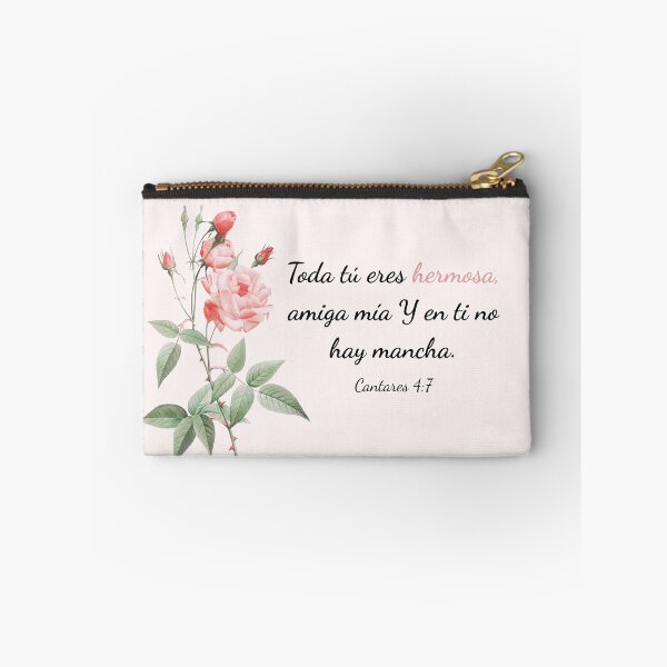 Item preview, Spanish Bible Verse Cantares 4:7 Vintage Pink Rose Poster designed and sold by bible-prints.