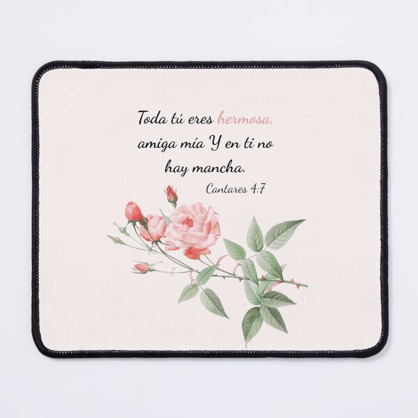 Item preview, Spanish Bible Verse Cantares 4:7 Vintage Pink Rose Poster designed and sold by bible-prints.