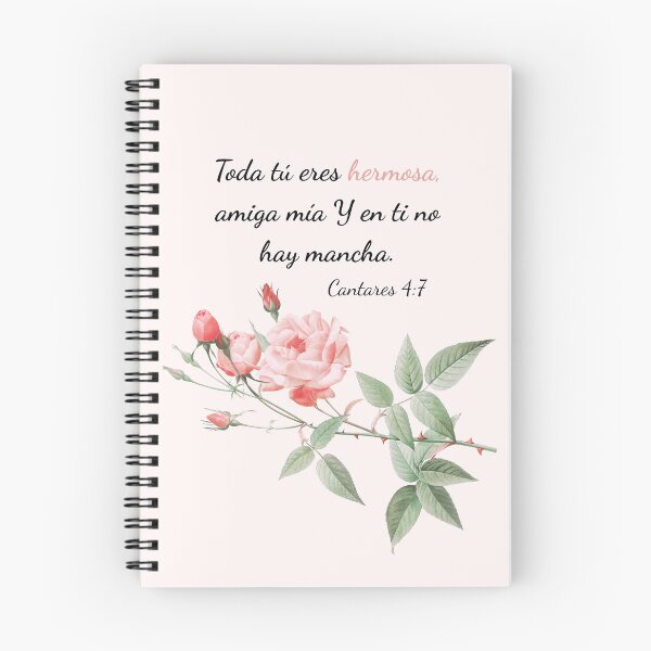 Item preview, Spanish Bible Verse Cantares 4:7 Vintage Pink Rose Poster designed and sold by bible-prints.