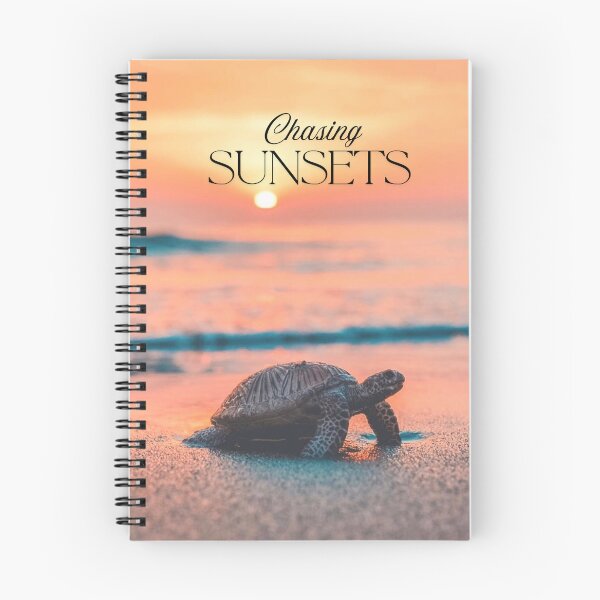 Item preview, CHASING SUNSETS Turtle Crossing Sand with Ocean Sunset Background designed and sold by trixie666.