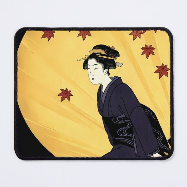 Item preview, Elegant Japanese Geisha Dancing with Autumn Leaves and Gold Fan designed and sold by TokyoUkiyoHouse.
