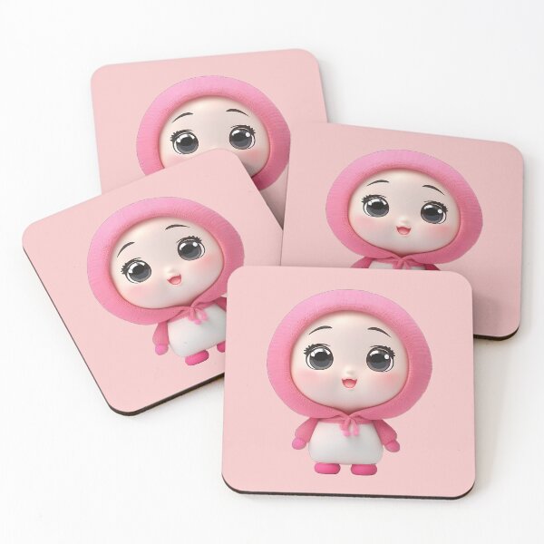 Item preview, Sweet Pink Hoodie Baby Wax Figure Art Toy designed and sold by CuteSlothWorld.