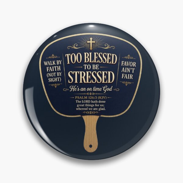 Item preview, Too Blessed To Be Stressed Church Fan God Is On Time designed and sold by WordsplusFabric.