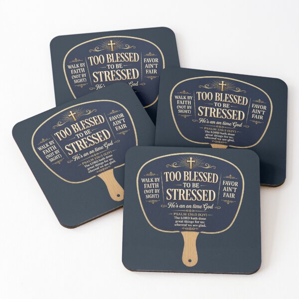 Item preview, Too Blessed To Be Stressed Church Fan God Is On Time designed and sold by WordsplusFabric.