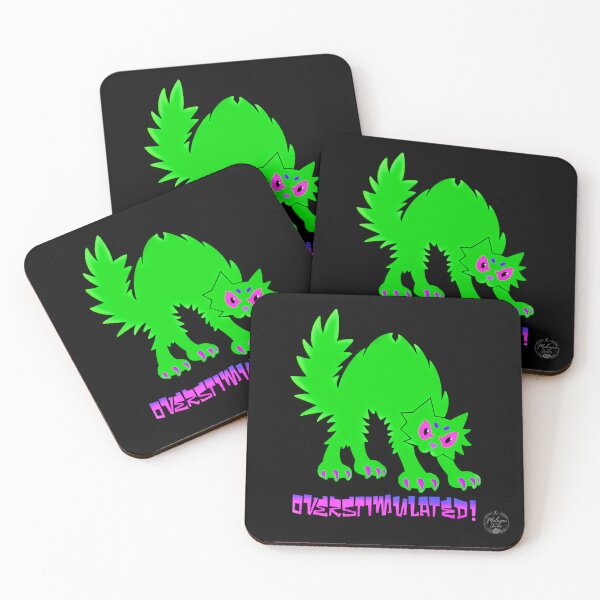 Item preview, Overstimulated! Neon Green Cat designed and sold by malaynasart.