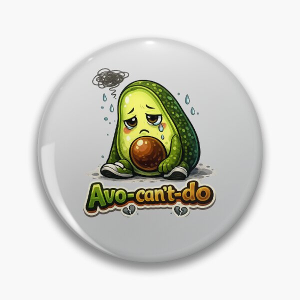 Item preview, Avo-can't-do Sad Avocado Funny Food Pun designed and sold by RaulWeirdAndFun.