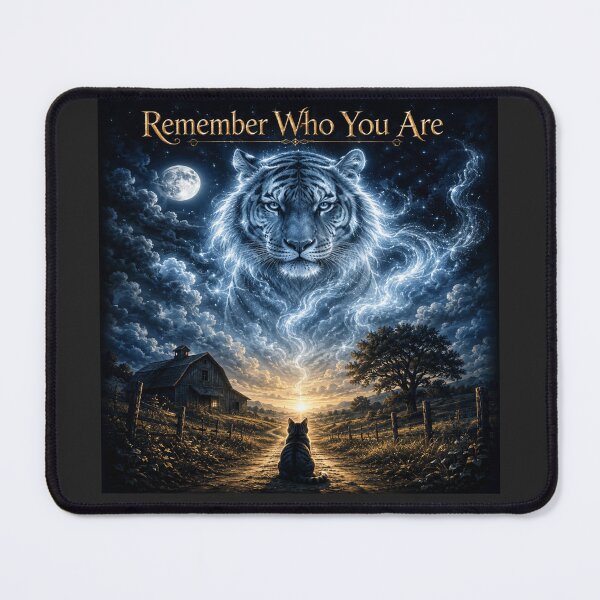 Item preview, Remember Who You Are Celestial Tiger and Barn Cat Fantasy Shirt designed and sold by POD DYNASTY | Original Print On Demand T-Shirt Graphics.