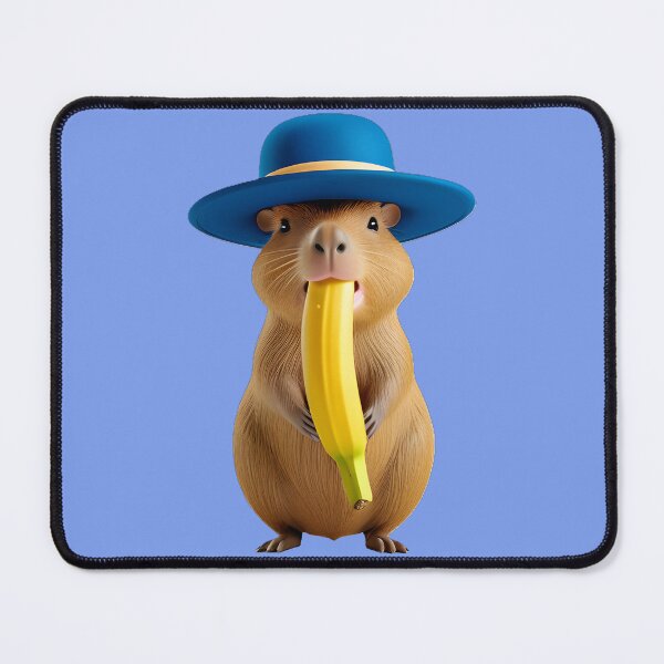 Item preview, Stylish Capybara with Blue Bowler Hat and Banana designed and sold by CuteSlothWorld.