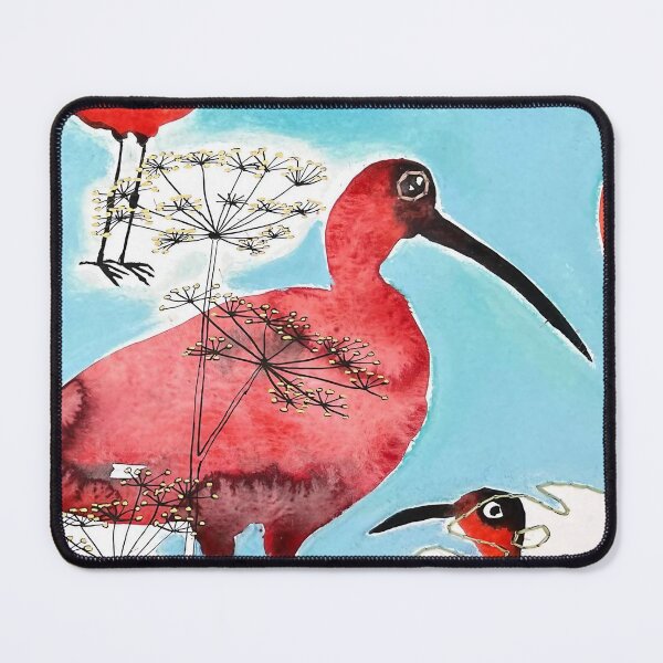 Item preview, Red Ibises with Plants designed and sold by FeatherTaleInk.