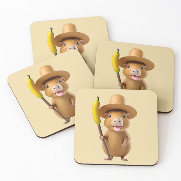 Item preview, Cute Capybara Wizard with Banana Staff Figure designed and sold by CuteSlothWorld.