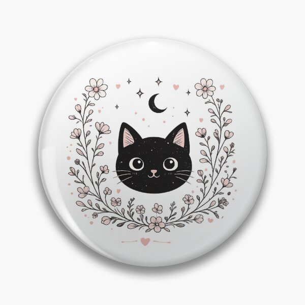 Item preview, Cute Black Cat Floral Moon Aesthetic designed and sold by lalolafarolarm.