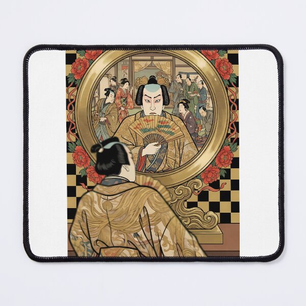 Item preview, Kabuki Actor Reflected in Mirror Vintage Japanese Art designed and sold by TokyoUkiyoHouse.