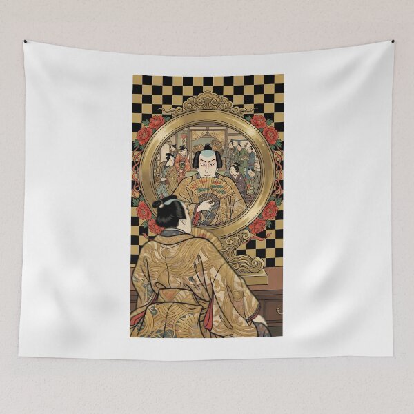 Item preview, Kabuki Actor Reflected in Mirror Vintage Japanese Art designed and sold by TokyoUkiyoHouse.
