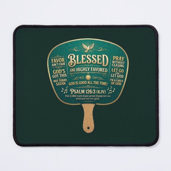 Item preview, Blessed And Highly Favored Traditional Church Fan designed and sold by WordsplusFabric.