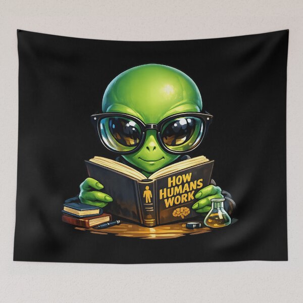 Item preview, Curious Alien Studying Humans with Oversized Glasses designed and sold by builtforyou.