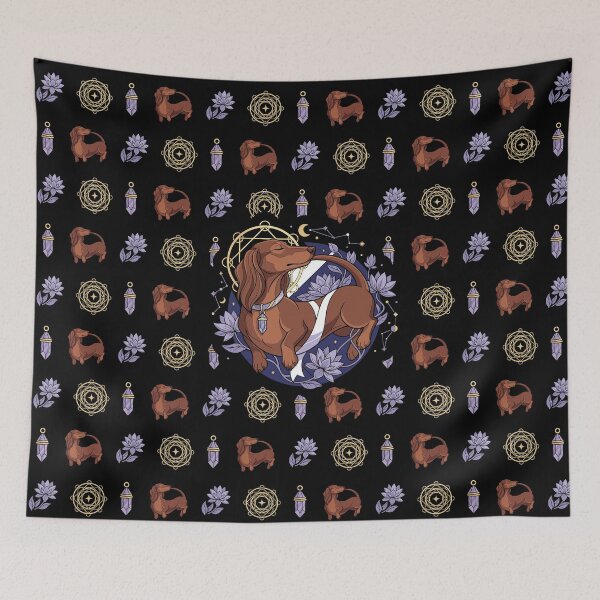 Item preview, The Endless Orbit - Mystical Dachshund Ouroboros Tarot Art designed and sold by ZUMERI.