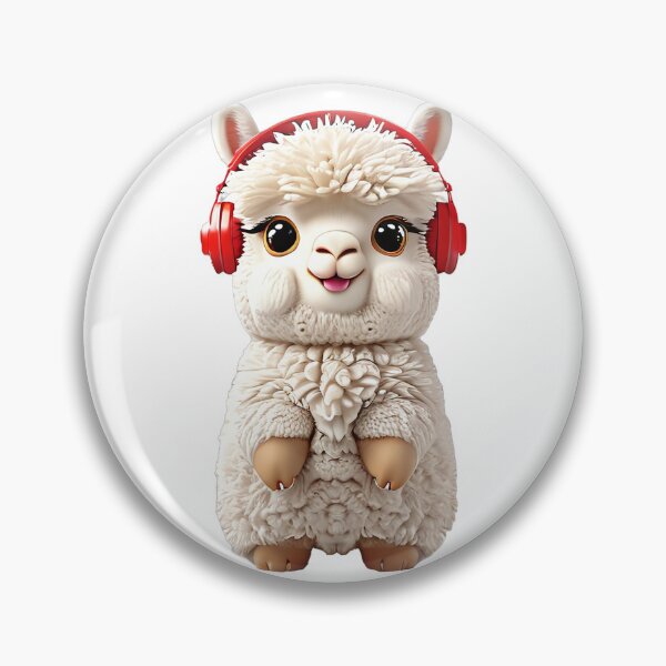 Item preview, Cozy K-Minimalist Plush: Sweet Alpaca with  RedHeadphones designed and sold by CuteSlothWorld.