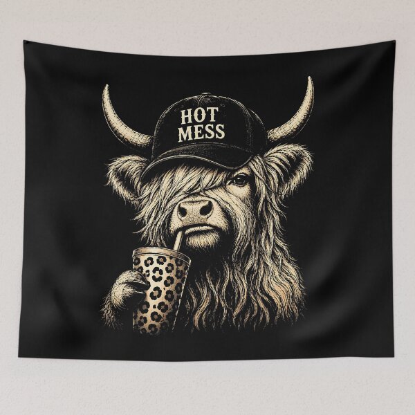 Item preview, Hot Mess High-land Cow Funny Cute Coffee Lover designed and sold by Apparel-Vortex.