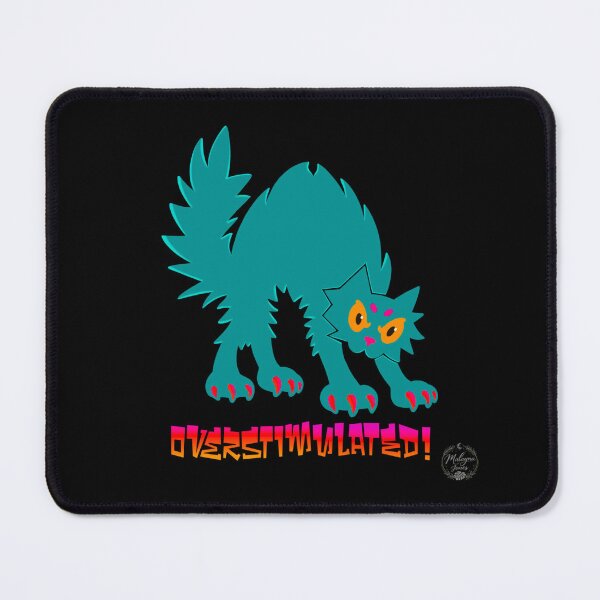 Item preview, Overstimulated! Neon Teal Cat designed and sold by malaynasart.