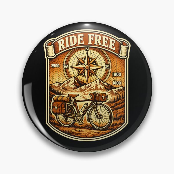 Item preview, Ride Free Vintage Bikepacking Compass Badge designed and sold by ArtoryWorks.