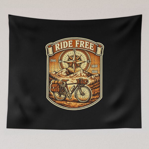 Item preview, Ride Free Vintage Bikepacking Compass Badge designed and sold by ArtoryWorks.