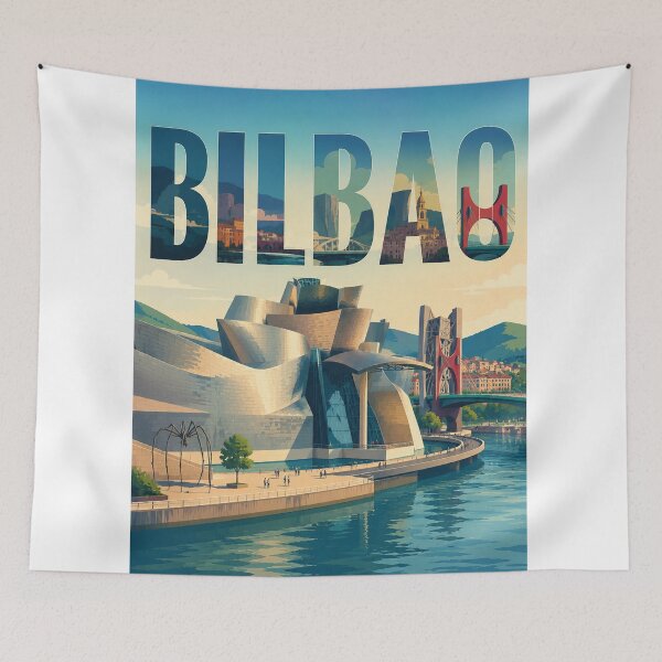 Item preview, Bilbao Guggenheim Museum and Nervión River in Basque Country Spain designed and sold by StampMyPassport.