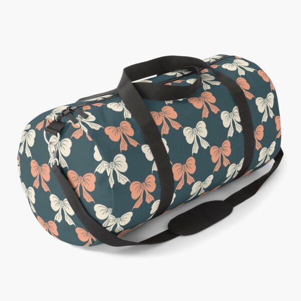 Item preview, Small Whimsical Retro Bow Toile Teal Coral Cream Pattern designed and sold by DColourMuse.