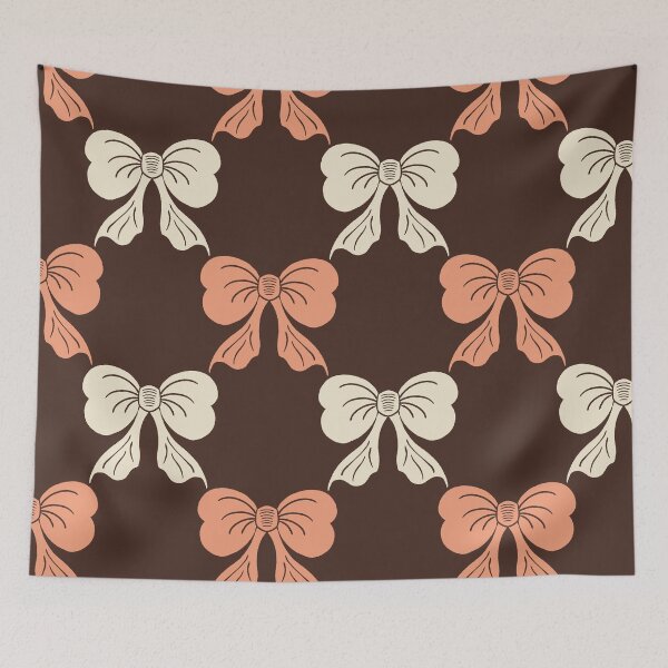 Item preview, Large Moody Gothic Bow Toile dark Burgundy Cream Pattern designed and sold by DColourMuse.