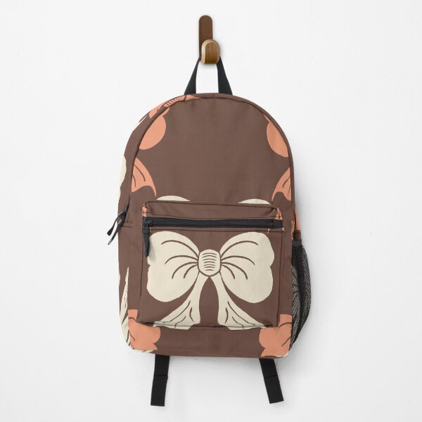 Item preview, Large Classic Cozy Bow Toile Brown Coral Pattern designed and sold by DColourMuse.
