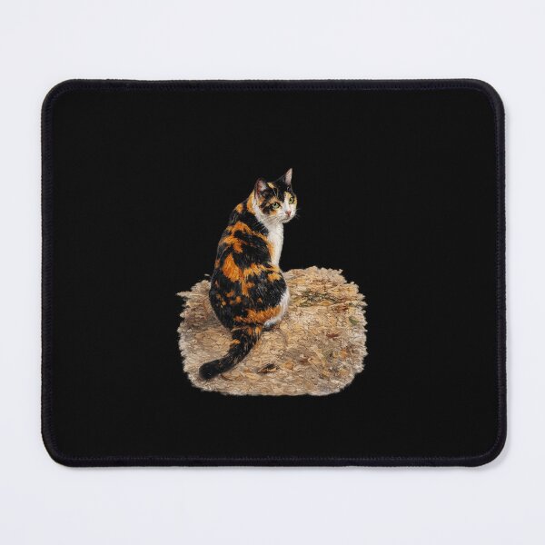 Item preview, Oil painting of a cute cat sitting on autumn leaves designed and sold by ArtLittle.