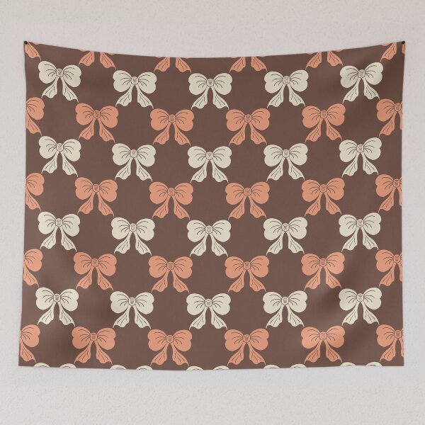 Item preview, Medium Classic Cozy Bow Toile Brown Coral Pattern designed and sold by DColourMuse.