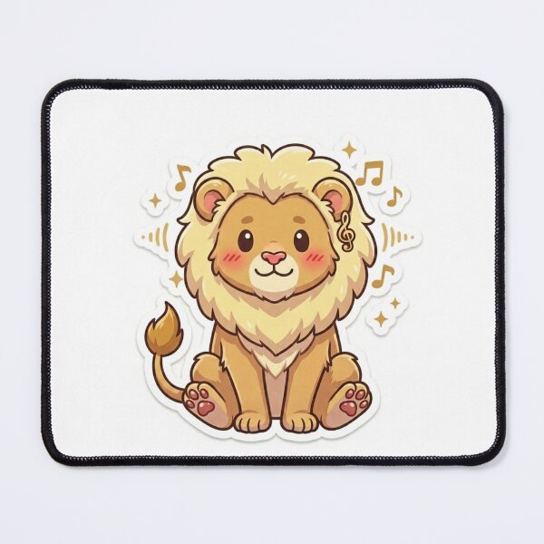 Item preview, Cute Kawaii Musical Lion Sticker | Anime Style Fluffy Lion Cub Art | Laptop Sticker | Gift for Music Lovers designed and sold by Chipkooo.