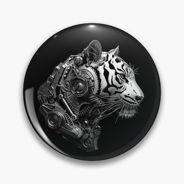 Item preview, Cybernetic White Tiger | Futuristic Steampunk Mechanical Animal Portrait designed and sold by inkoutninja.