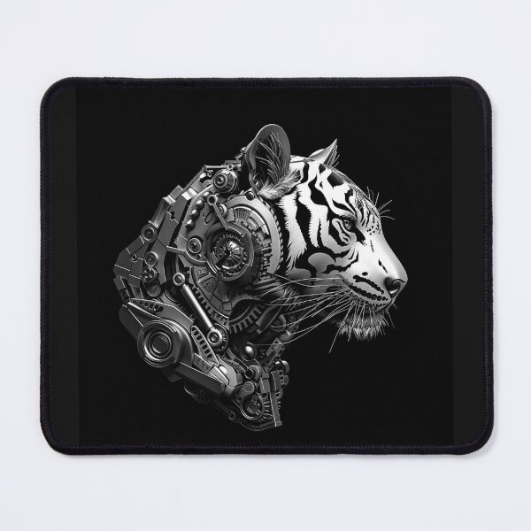Item preview, Cybernetic White Tiger | Futuristic Steampunk Mechanical Animal Portrait designed and sold by inkoutninja.