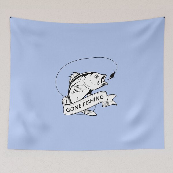 Item preview, Gone Fishing Black White  designed and sold by ChristinasMess.