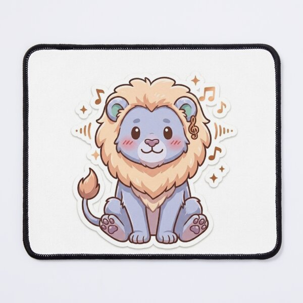 Item preview, Cute Kawaii Musical Blue Lion Sticker | Anime Style Fluffy Cub Art | Laptop Sticker | Gift for Music Lovers designed and sold by Chipkooo.